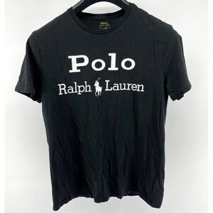 Polo Ralph Lauren Tshirt Mens Medium Black Logo Graphic Print